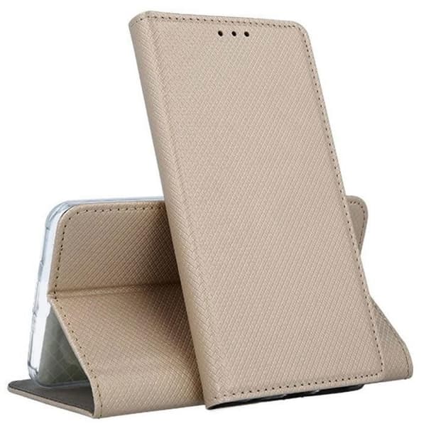 Etui Folio Bok Galaxy A22-4G med sidoflik i färgen guld