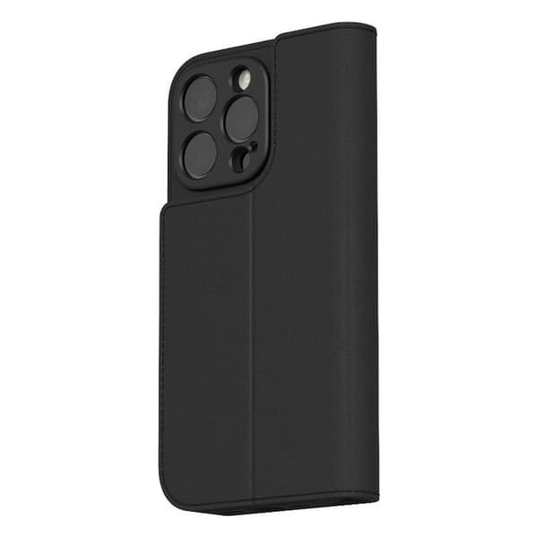 Moshi Overture MagSafe - 3-i-1 läderfodral med lock för iPhone 16 Pro (Kol svart)