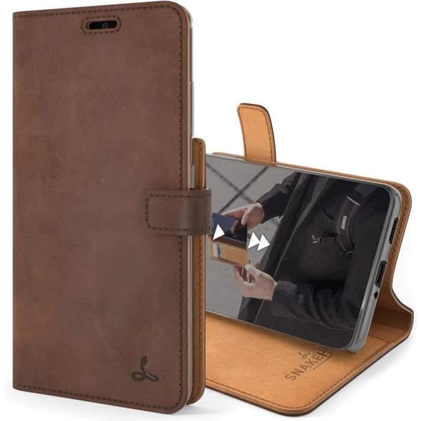 Etui Portefeuille - SNAKEHIVE - Samsung Galaxy S21 Ultra 5G - Äkta Läder - Vintage - Brun