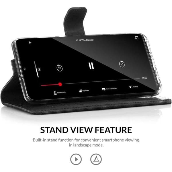 Skyddsfodral - SURAZO - Samsung Galaxy S21 - Äkta läder - RFID-skydd - Stödfunktion