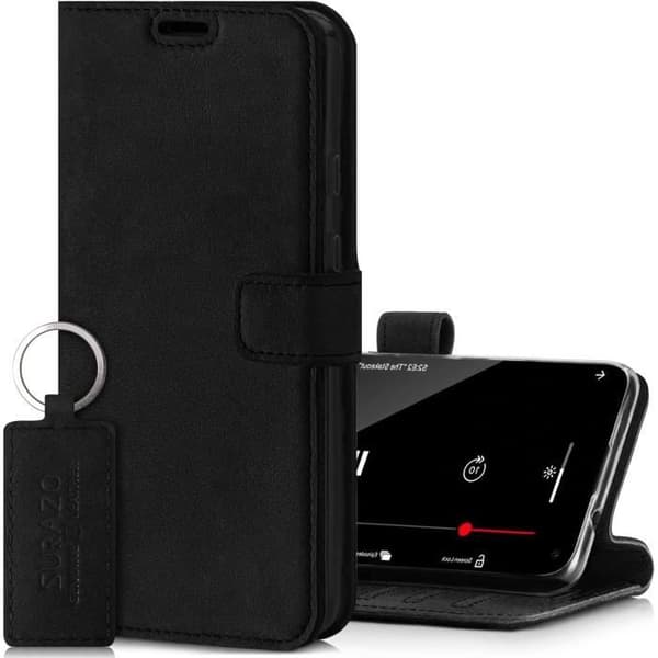 Skyddsfodral - SURAZO - Samsung Galaxy S21 - Äkta läder - RFID-skydd - Stödfunktion