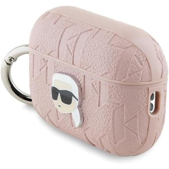 Coque AirPods Pro 2 - Karl Lagerfeld - Monogram Karl Head - Eco-läder - Rosa - Semi-hård