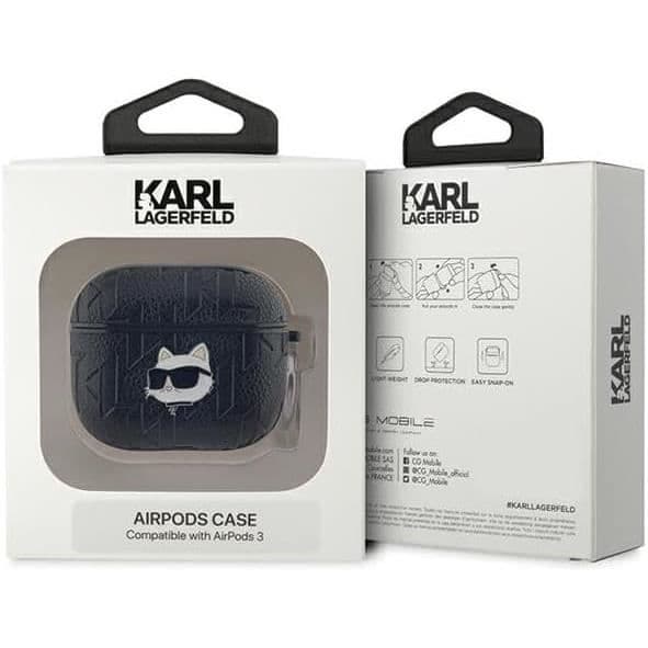 Etui i hårdplast för AirPods 3 - Karl Lagerfeld - Monogram Choupette - Ekoklädsel - Svart - Unisex