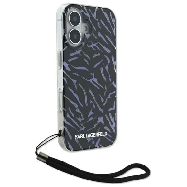 Coque för iPhone 16 Plus - Karl Lagerfeld Hardcase (KLHCHCP16MHZBZPKCCU) - Lila Zebra Med Snöre