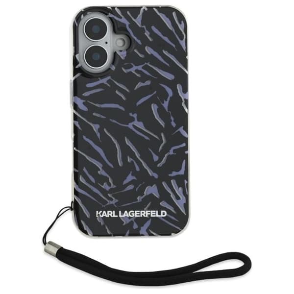 Coque för iPhone 16 Plus - Karl Lagerfeld Hardcase (KLHCHCP16MHZBZPKCCU) - Lila Zebra Med Snöre