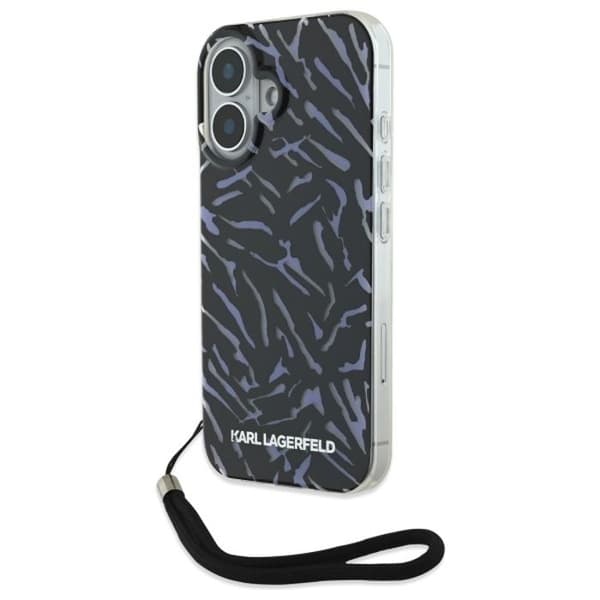 Coque för iPhone 16 Plus - Karl Lagerfeld Hardcase (KLHCHCP16MHZBZPKCCU) - Lila Zebra Med Snöre