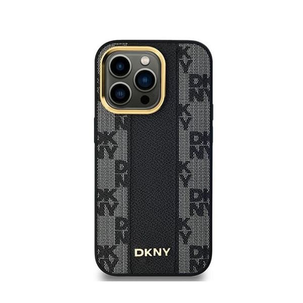DKNY Rutig Cuir Mono Mönster MagSafe - Fodral för iPhone 13 Pro (Svart)