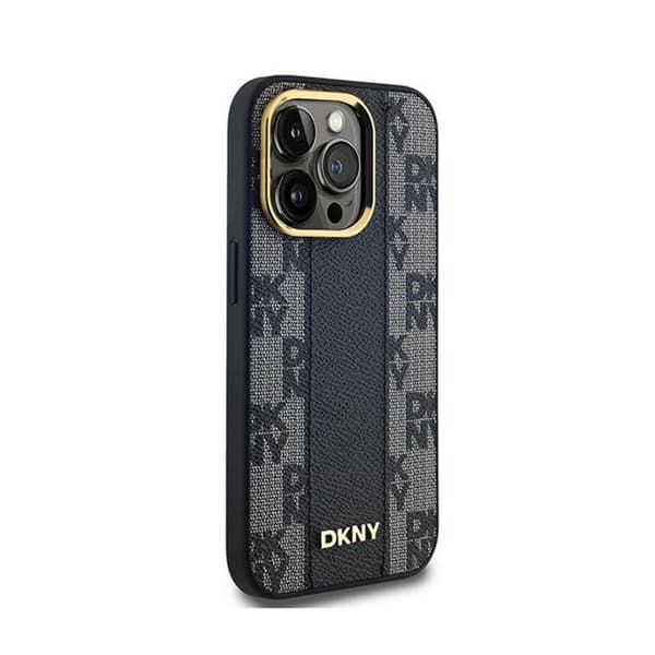 DKNY Rutig Cuir Mono Mönster MagSafe - Fodral för iPhone 13 Pro (Svart)