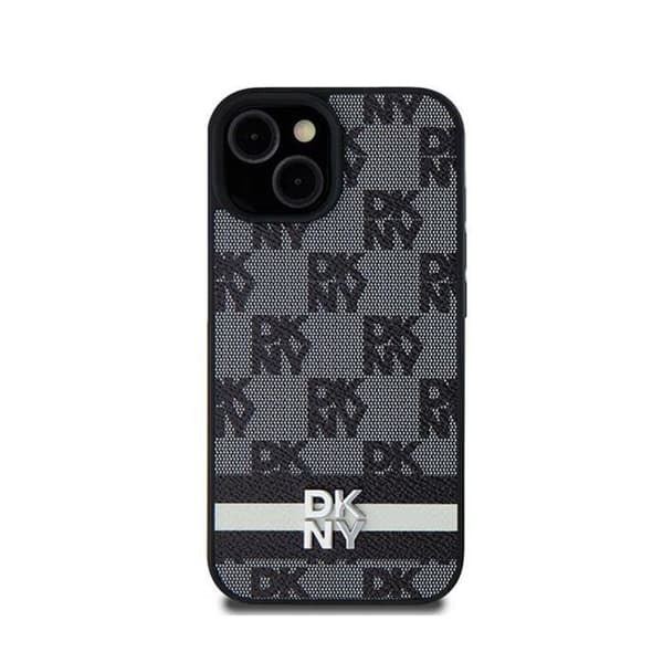 DKNY Läder Mono Mönster Check och tryckta ränder - Samsung Galaxy S24 Ultra Fodral (svart)