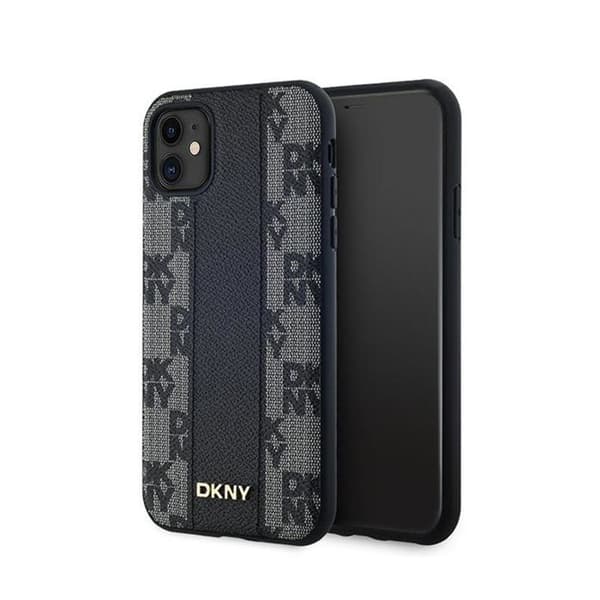 DKNY Cuir med rutigt Mono-mönster MagSafe - Fodral för iPhone 11 (Svart)