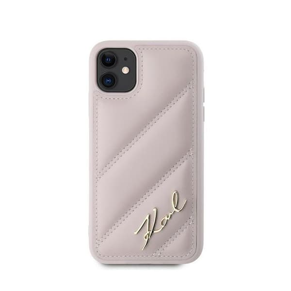 Telefonfodral - Karl Lagerfeld - iPhone 11 - Rosa - Ekologiskt läder - Vadderad
