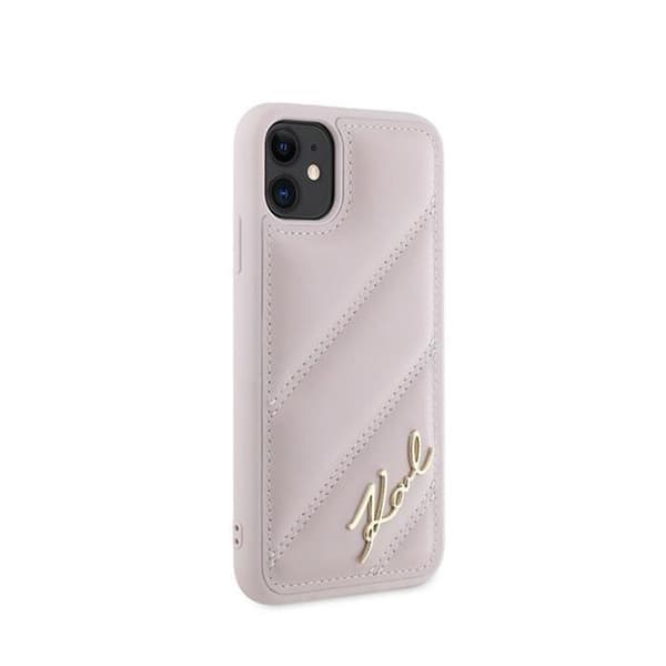 Telefonfodral - Karl Lagerfeld - iPhone 11 - Rosa - Ekologiskt läder - Vadderad