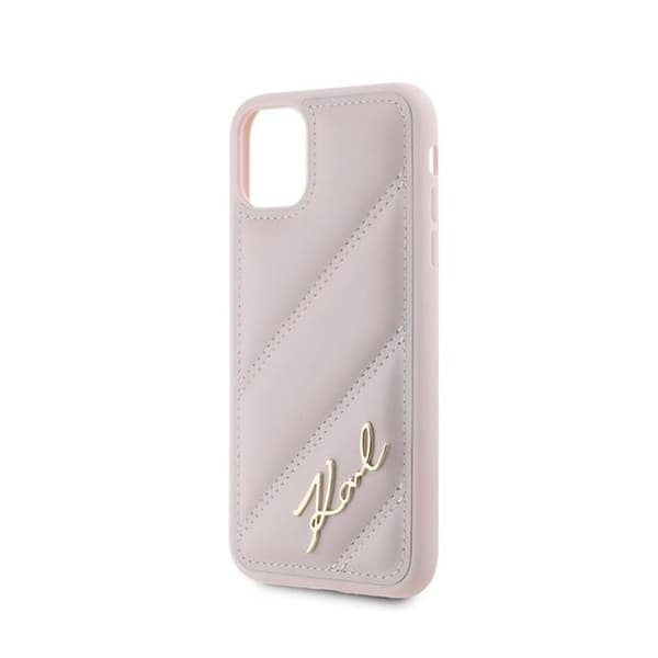 Telefonfodral - Karl Lagerfeld - iPhone 11 - Rosa - Ekologiskt läder - Vadderad