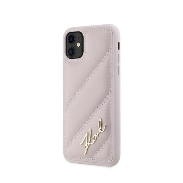 Telefonfodral - Karl Lagerfeld - iPhone 11 - Rosa - Ekologiskt läder - Vadderad