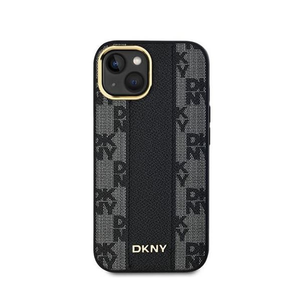 DKNY Cuir med rutigt mono-mönster MagSafe - Fodral för iPhone 15 Plus / 14 Plus (Svart)