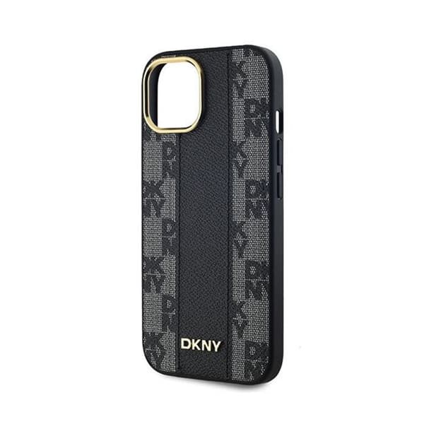 DKNY Cuir med rutigt mono-mönster MagSafe - Fodral för iPhone 15 Plus / 14 Plus (Svart)