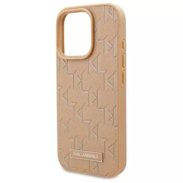 Coque för iPhone 16 Pro - Karl Lagerfeld - Beige - MagSafe - Ekologisk Läder - Hård