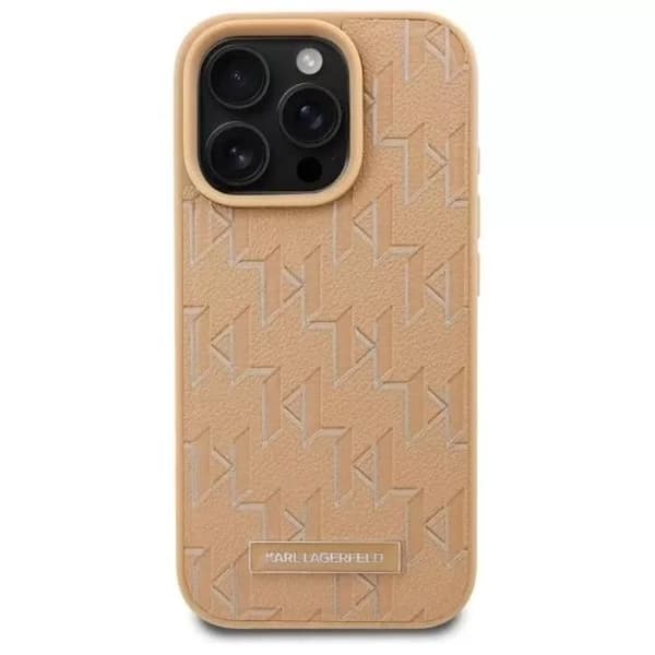 Coque för iPhone 16 Pro - Karl Lagerfeld - Beige - MagSafe - Ekologisk Läder - Hård