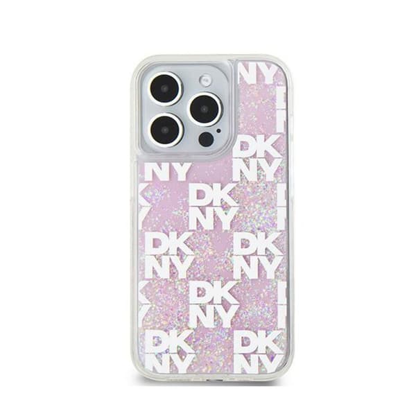 DKNY Liquid Glitter Multilogo - Fodral för iPhone 15 Pro (Rosa)