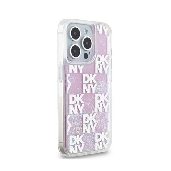 DKNY Liquid Glitter Multilogo - Fodral för iPhone 15 Pro (Rosa)