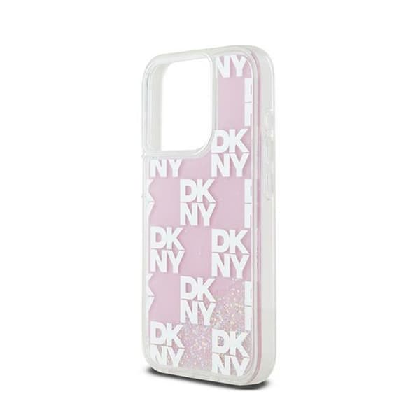 DKNY Liquid Glitter Multilogo - Fodral för iPhone 15 Pro (Rosa)