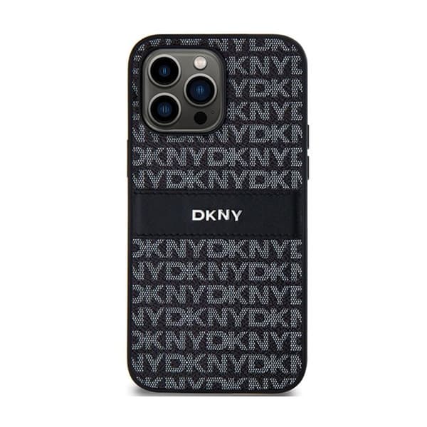 DKNY Leather Mono Stripe & Metal Logo - Fodral för iPhone 14 Pro Max (svart)
