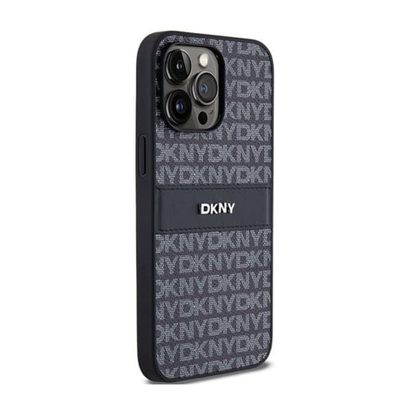 DKNY Leather Mono Stripe & Metal Logo - Fodral för iPhone 14 Pro Max (svart)