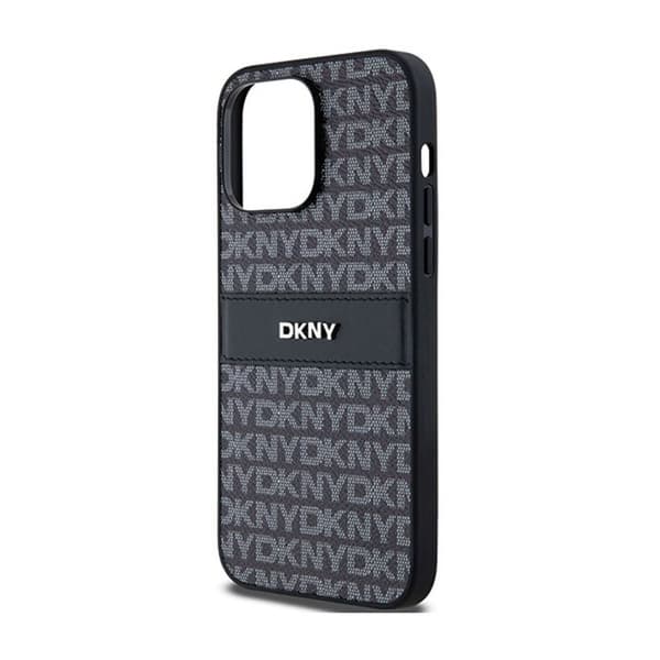DKNY Leather Mono Stripe & Metal Logo - Fodral för iPhone 14 Pro Max (svart)