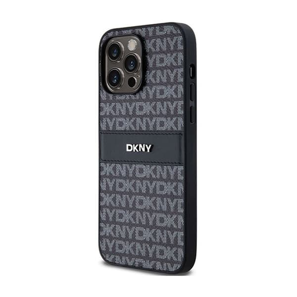 DKNY Leather Mono Stripe & Metal Logo - Fodral för iPhone 14 Pro Max (svart)
