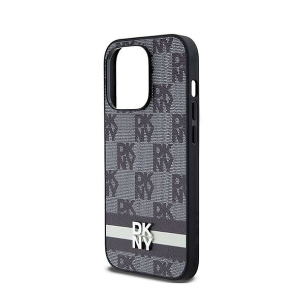 DKNY Mono Mönster Check Läder och tryckta ränder - iPhone 14 Pro Fodral (svart)