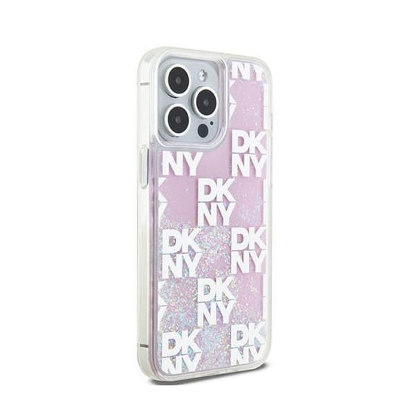 DKNY Liquid Glitter Multilogo - Fodral för iPhone 15 Pro Max (Rosa)