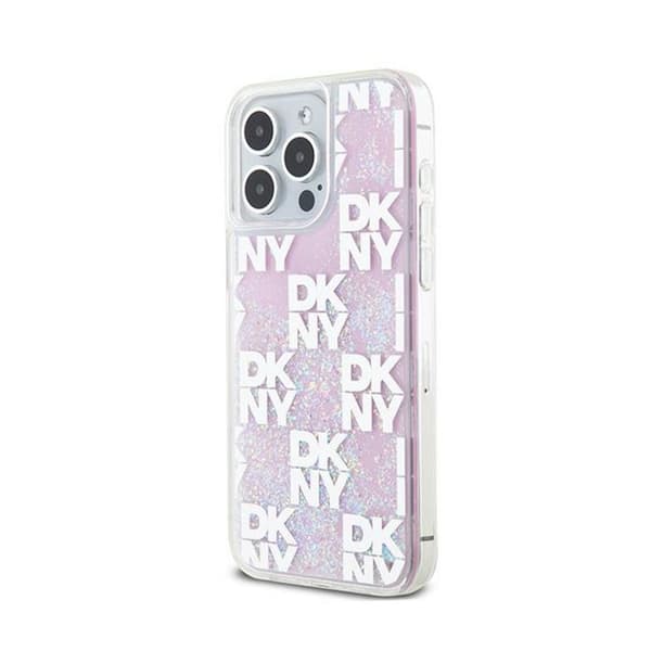 DKNY Liquid Glitter Multilogo - Fodral för iPhone 15 Pro Max (Rosa)
