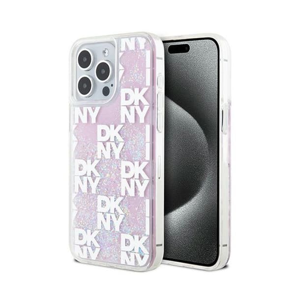 DKNY Liquid Glitter Multilogo - Fodral för iPhone 15 Pro Max (Rosa)