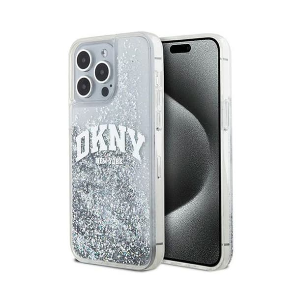 DKNY Liquid Glitter Big Logo - Fodral för iPhone 15 Pro (Vit)