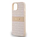 Miniatyrbild 3 av 6: Coque för iPhone 14 – DKNY i läder med monokroma ränder och metalllogotyp (DKHCP14SPRTHSLP) – Rosa