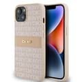 Miniatyrbild 2 av 6: Coque för iPhone 14 – DKNY i läder med monokroma ränder och metalllogotyp (DKHCP14SPRTHSLP) – Rosa