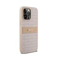 Miniatyrbild 4 av 6: DKNY Leather Mono Stripe &amp; Metal Logo - iPhone 14 Pro Fodral (Rosa)
