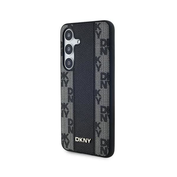 DKNY Rutigt läder Mono Pattern MagSafe - Fodral till Samsung Galaxy S24 (svart)