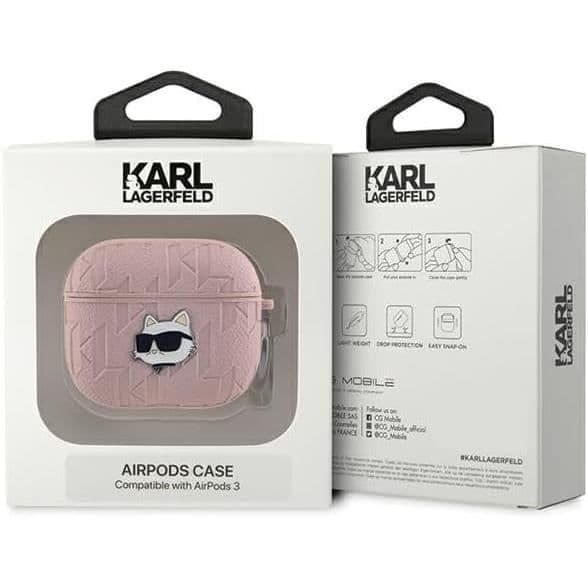 Coque AirPods 3 - Karl Lagerfeld - Choupette - Ekoskinn - Rosa - Semi-styv