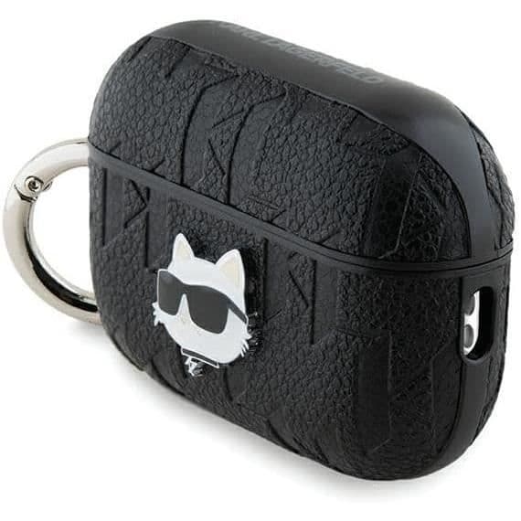 Coque AirPods Pro 2 - Karl Lagerfeld - Choupette Monogram - Ekoleder - Svart - Semi-stiv