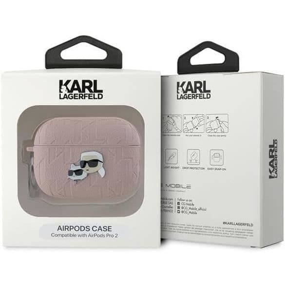 Coque AirPods Pro 2 - Karl Lagerfeld - Karl & Choupette - Ekoskinn - Rosa - Semi-rigid