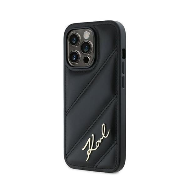 Karl Lagerfeld Diagonal Quilted Script - Skal för iPhone 14 Pro (Svart)