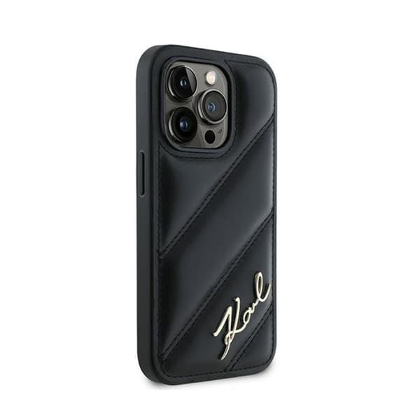 Karl Lagerfeld Diagonal Quilted Script - Skal för iPhone 14 Pro (Svart)