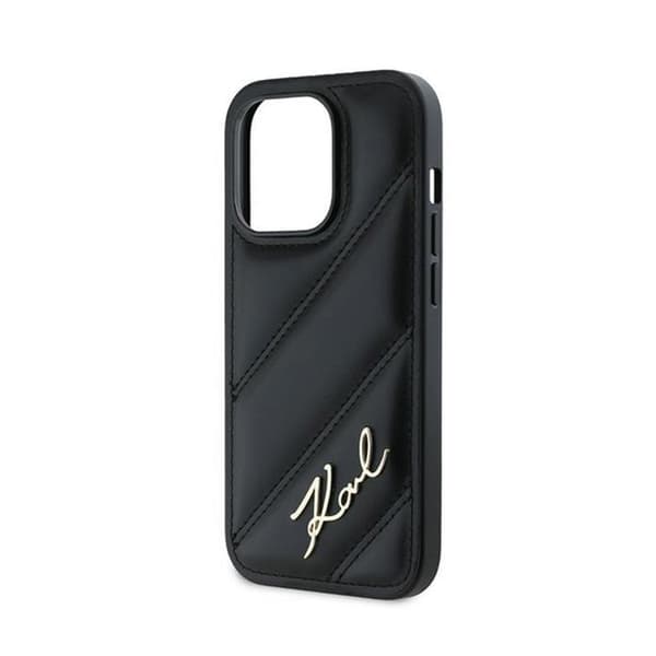 Karl Lagerfeld Diagonal Quilted Script - Skal för iPhone 14 Pro (Svart)