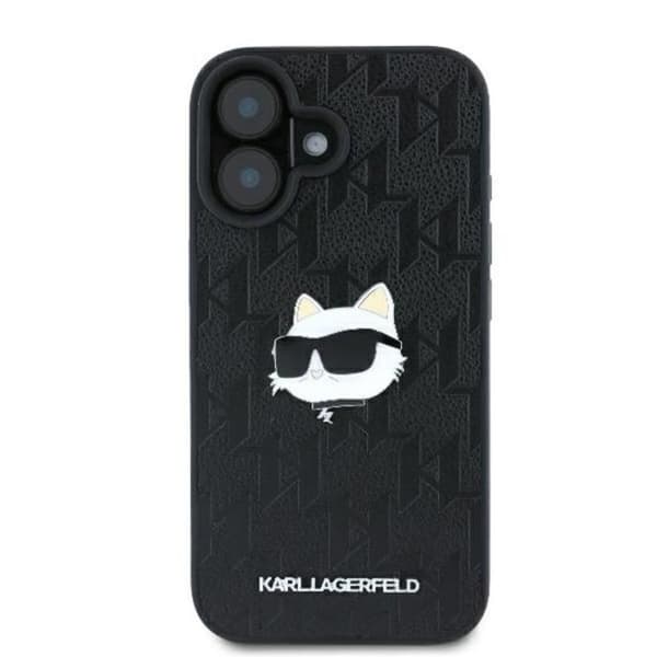 IPhone 16-skal - Karl Lagerfeld Hårdfall Skinn Monogram (KLHCHCP16SPGKLCHPK) - Choupette Huvudnål