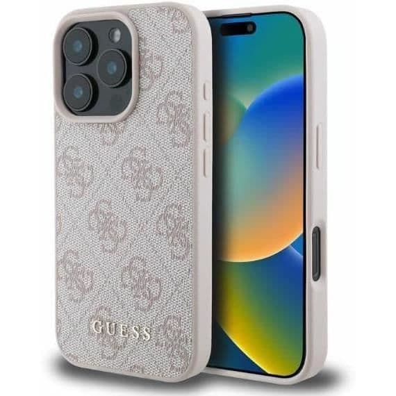 Hårdfodral - GUESS - 4G Classic Logo - Ros - Kompatibel med MagSafe - iPhone 16 Pro 6.3"
