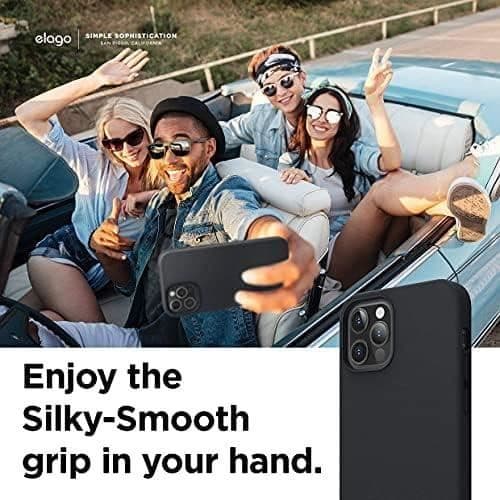 Coque en silicone liquide - ELAGO - iPhone 12 / 12 Pro - Protection antichoc - Finition mate - Noir