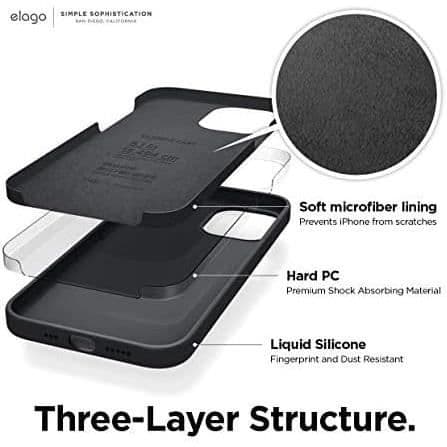 Coque en silicone liquide - ELAGO - iPhone 12 / 12 Pro - Protection antichoc - Finition mate - Noir