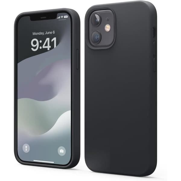 Coque en silicone liquide - ELAGO - iPhone 12 / 12 Pro - Protection antichoc - Finition mate - Noir