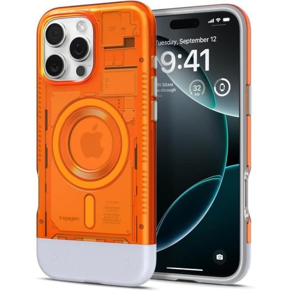 Coque för iPhone 16 Pro Max - Spigen - Classic C1 MagFit - Tidlös design - Premiumskydd - Mandarinfärg